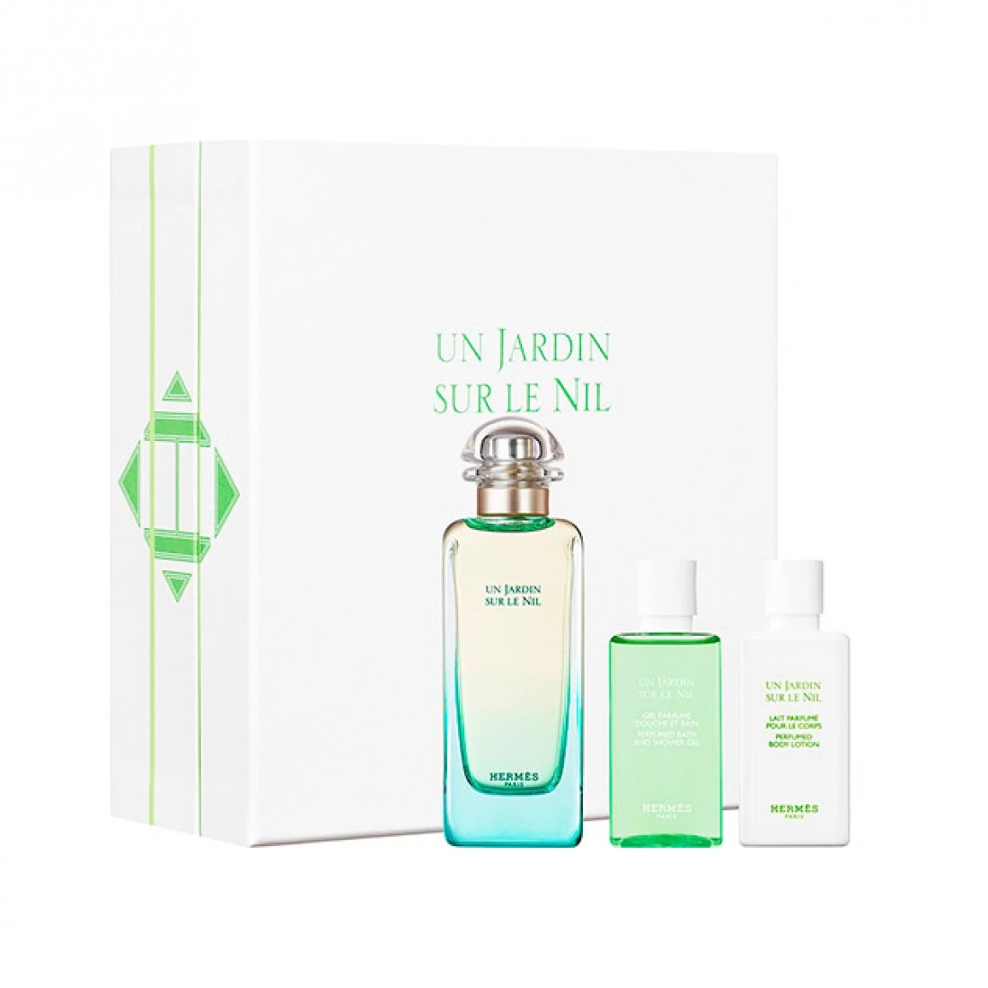 Hermes Un Jardin Sur Le Nil Ajándékszett, Eau de Toilette 100ml + Body Milk 40ml + SG 40ml