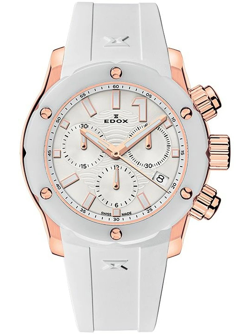 Edox 10225-37RB-BIR CO-1 Chronograph Ladies Watch Ceramic 38mm 30ATM