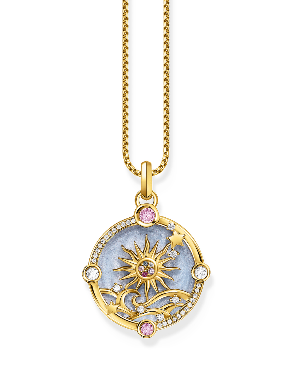 Thomas Sabo PE960-471-1 Gold-plated chain pendant w. light blue enamel 