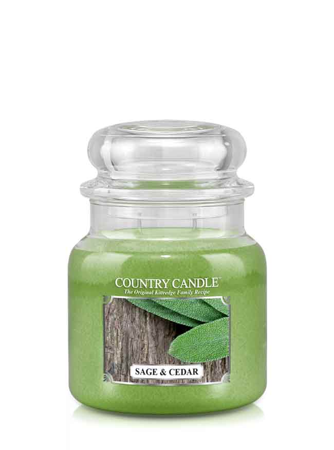 Country Candle Sage & Cedar közepes 2 kanócos illatgyertya (453 g)