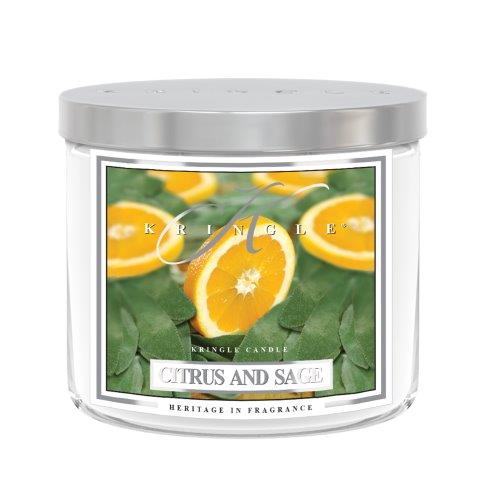 Kringle Candle TUMBLER Citrus és zsálya illatú gyertya közepes, 2 kanócos (411 g)