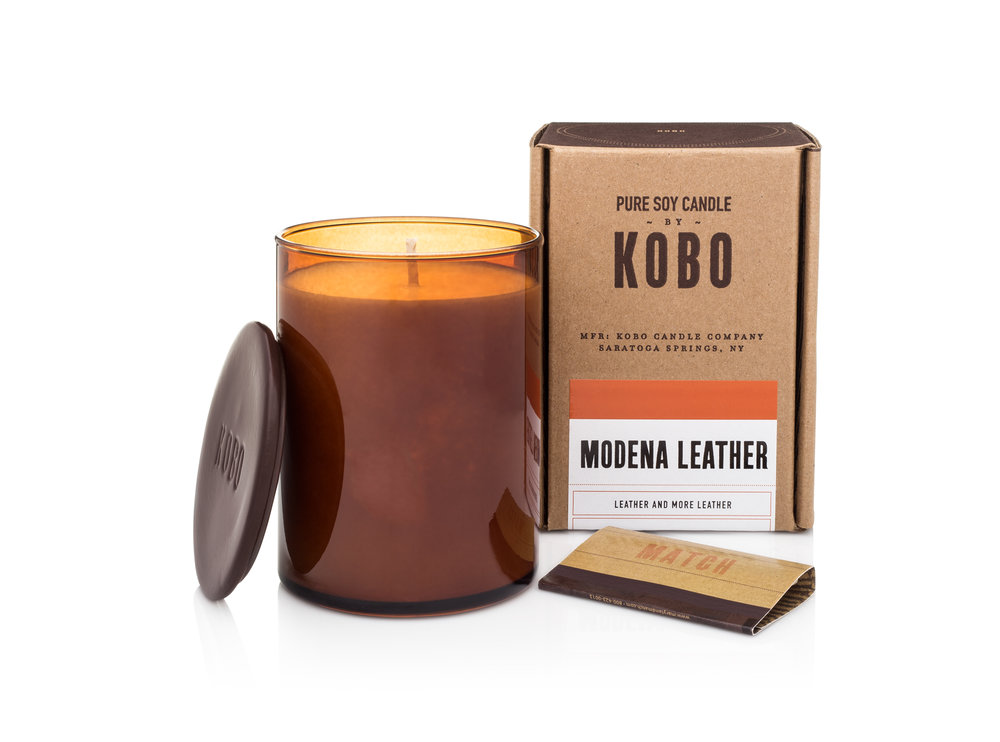 KOBO Woodblock Candle Modena bőr illatgyertya (15oz / 425g)