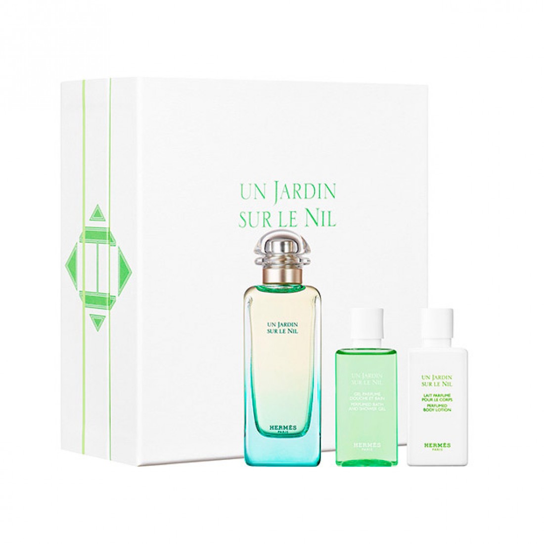 Hermes Un Jardin Sur Le Nil Ajándékszett, Eau de Toilette 100ml + Body Milk 40ml + SG 40ml